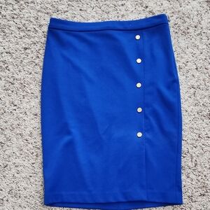The Limited Royal Blue Pencil Skirt with Gold Buttons